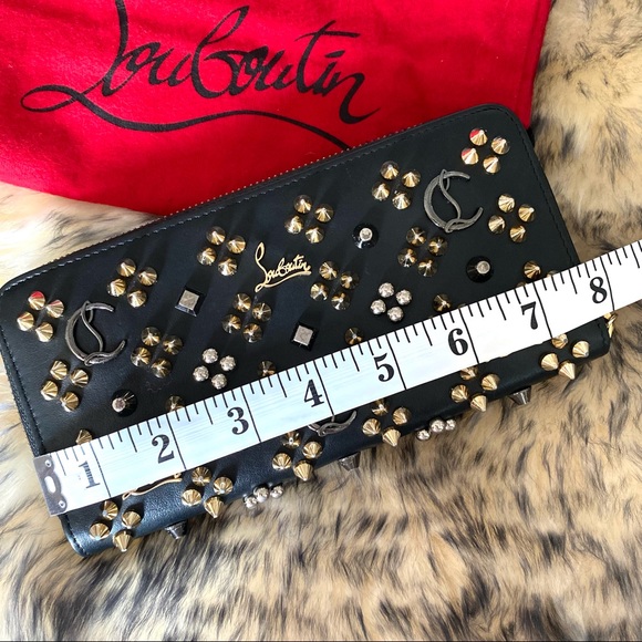 Authentic Christian Louboutin Pannetone Black Leather Multi-metal Spiked Wallet - Picture 12 of 14